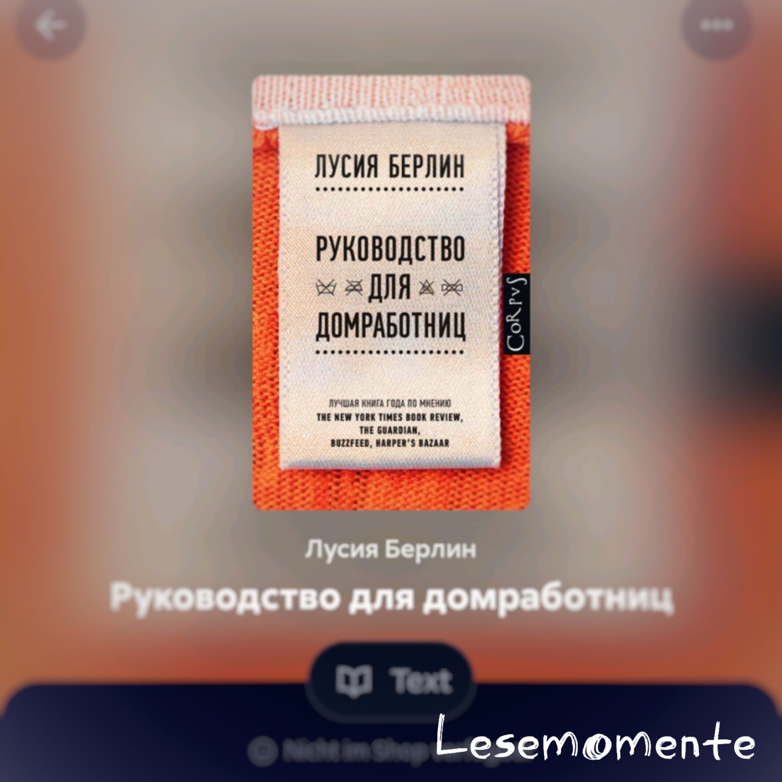 Скриншот обложки сборника рассказов Лусии Берлин "Руководство для домработниц" из читалки ЛитРес.